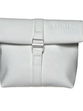Dior White Fold-Over pouch with Silver Hardware- Dior Beauty pouch NEW